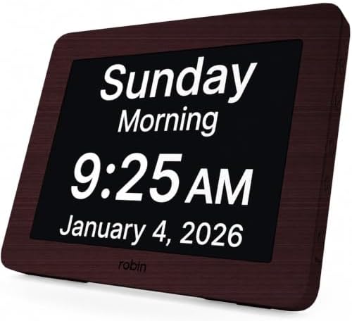 Robin Day Clock 2026 for Seniors, Easy-to-Read Display for Elderly, Day Date by Robin