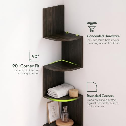 Furinno Rossi 5-Tier Corner Floating Book Shelves - Image 5