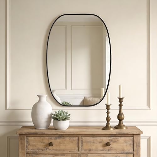 USHOWER Black Oval Bathroom Mirror 20x30 Inch, Oblong Vanity Mirror by USHOWER