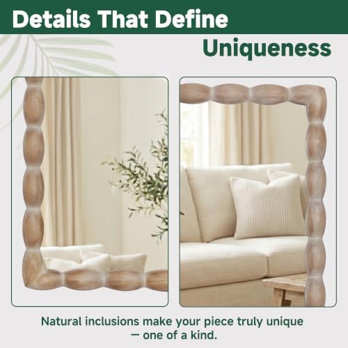 36"x24" Rectangular Solid Wood Farmhouse Decorative Wall Mirror - Image 4