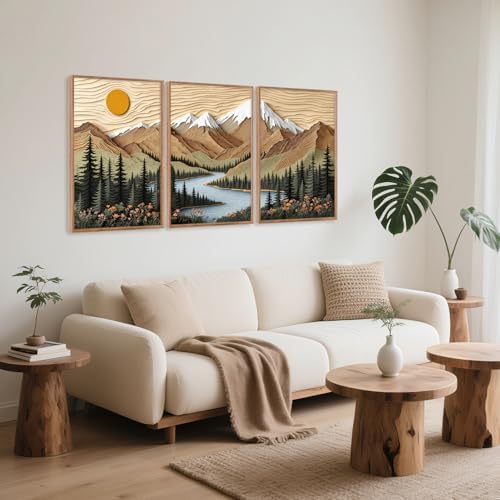 CHDITB Mountain Landscape Framed Canvas Wall Art Set, Forest Nature Wall Decor - Image 4