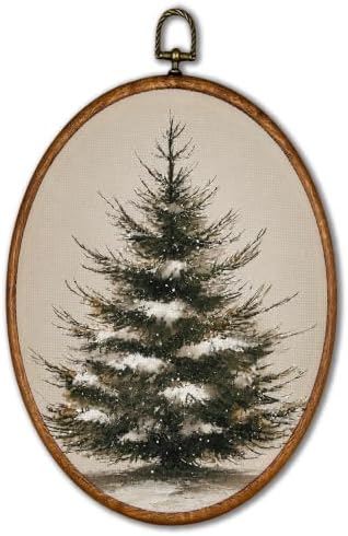 KSDUT Vintage Winter Christmas Tree Oval Wall Art 8.6"x11.4" by KSDUT