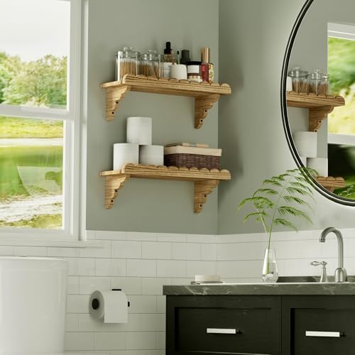 QsQueen Scalloped Wood Wall Shelf – 17 Inch Floating Shelf - Image 5