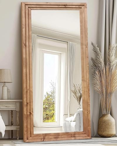 76x34in Full Length Mirror, 3-Tier Stepped Solid Wood Frame - Image 4