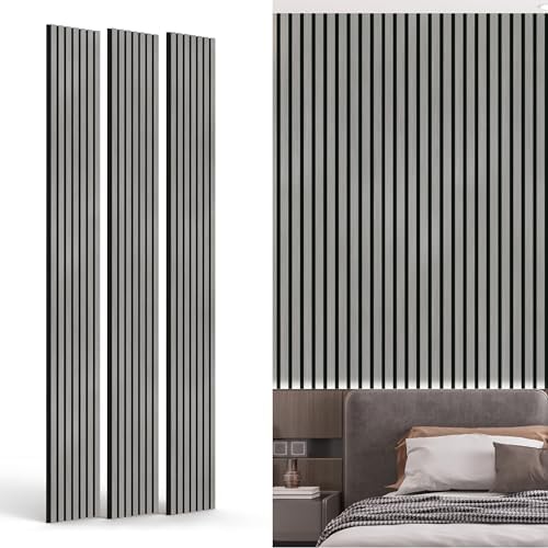 3-Pack Wood Slat Wall Panel for Interior Wall Decor Noise Cancelling 94.5" x by premiumqualitypeelandsticktile