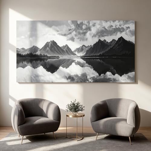 I@U Large Landscape Wall Art Living Room Decor Modern Black And White Wall Art - Image 4
