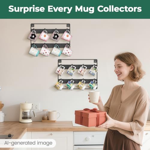 EsLuker.ly Mug Holder Hanger Cup Display Rack Wall Mounted, 2 Pack Black - Image 7