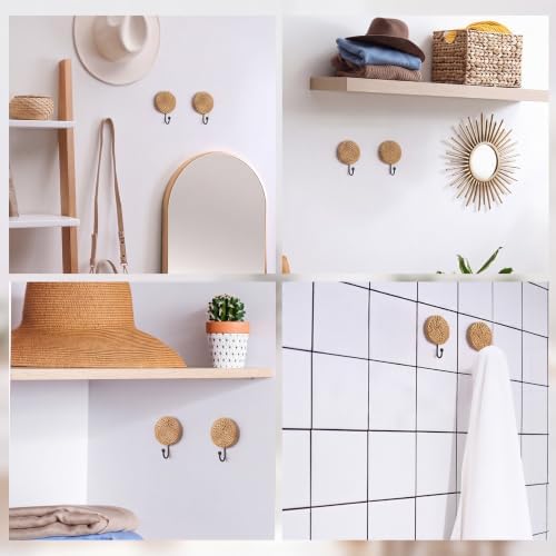 Colingmill 2 Pcs Boho Rattan Wall Hooks, Woven Towel Hooks Decor - Image 5