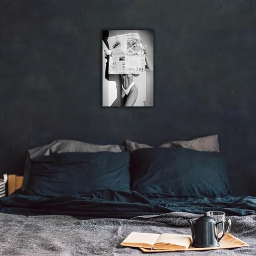 Sexy Glamorous Newspaper Reader Poster Feminist Hot Girls Canvas Wall Art Retro - Image 3
