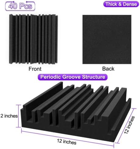 TroyStudio Thick Acoustic Foam Panels, Dense Soundproof Padding Tile, Recording - Image 2
