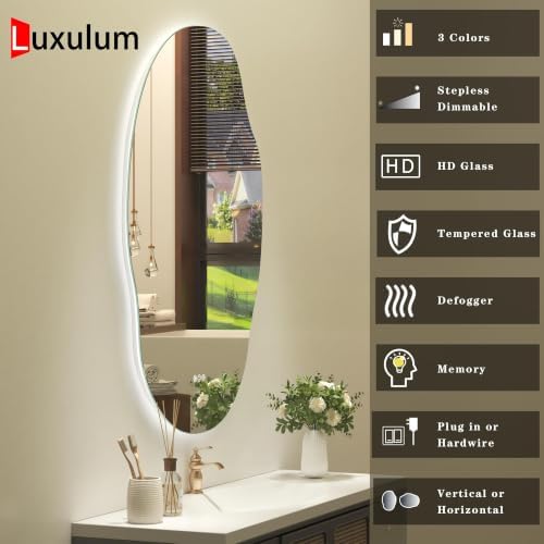 Irregular-Shaped Backlit LED Lighted Bathroom Mirror 22x30 - Image 2