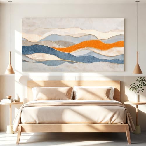 Tsomzxng Large Blue And White Abstract Wall Art - Image 4