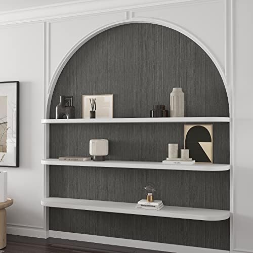 CHIHUT Extra Wide 30”x236” Dark Grey Grasscloth Peel and Stick Wallpaper Linen - Image 6