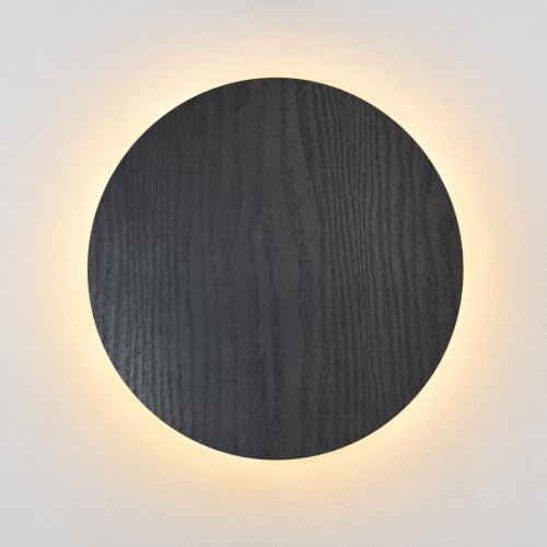 BIMO Round Black Wood Grain Wall Sconce, Modern LED Wall Lights by Unknown