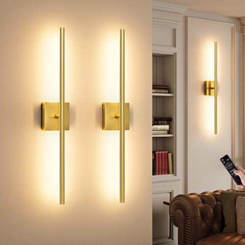Morauroral 24 Inch Painted Gold Battery Operated Wall Sconces Set of 2 by Morauroral