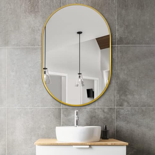 Delma 36x24 Gold Oval Bathroom Mirror - Image 2