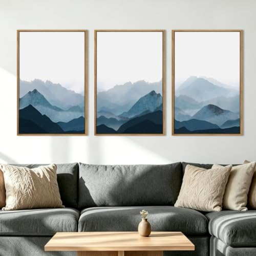 BINCUE Framed Blue Mountain Wall Decor Fog Blue Ridge Mountains Wall Art - Image 2