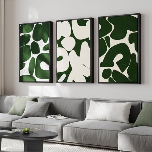 Large Framed Green White Abstract Wall Art by Cuspin