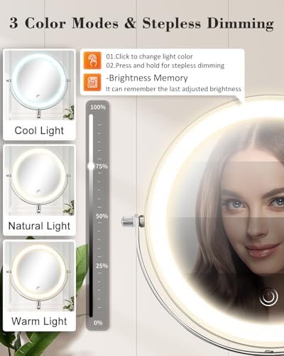20X 9" Wall Mounted Magnifying Makeup Mirror - Image 4