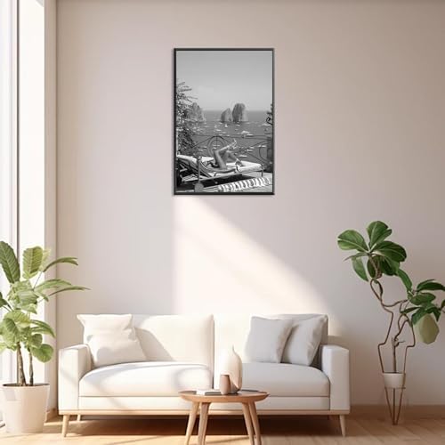 Retro Woman Sunbathing Poster Sexy Hot High Heels Girl Canvas Wall Art Black - Image 4