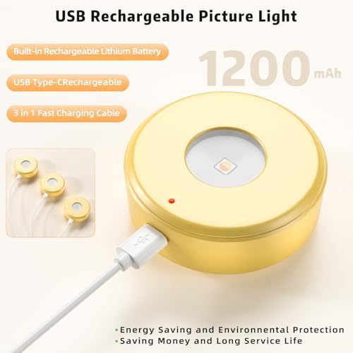 6 Pcs Picture Lights, Rechargeable Battery Operated Dimmable 3-Color Wall Light - Image 5