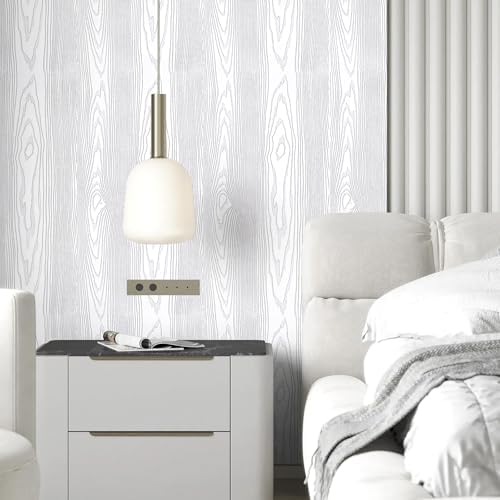 Yun-aeon White and Silver Wood Contact Paper 17.3"x80" Rustic Wooden Peel and - Image 7