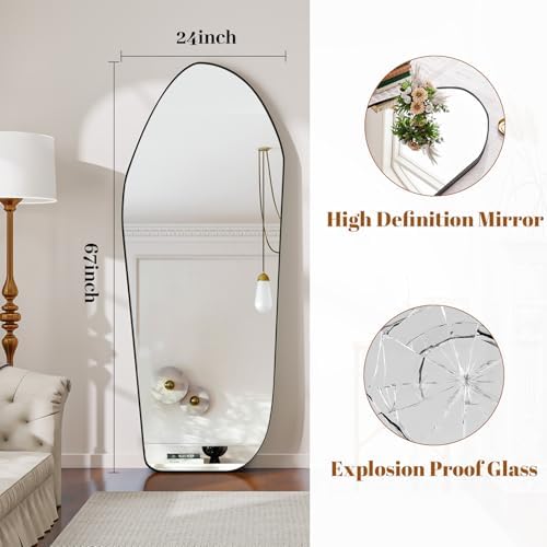 Matte Black 67"X24"Artistic Irregular Mirror Full Length - Image 5
