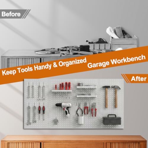PBHEPJ 6 Pcs Metal Pegboard Panels, Includes Drywall Anchors and Screws Kits - Image 7