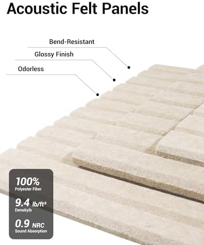 12 Pack Self-Adhesive Acoustic Wall Panels, 12x12 Inch-Camel - Image 3