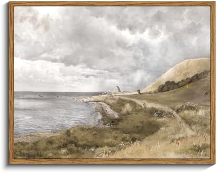 InSimSea Framed Canvas Wall Art Vintage Decor, Coastal Wall Art Seaside by InSimSeaArt