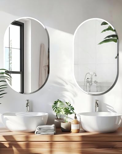 Frameless Oblong Wall Mirror: Modern Glass Mirror 39.4x19.7 inch - Image 3