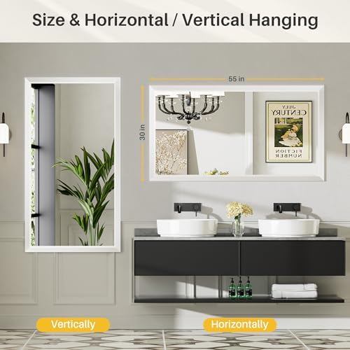 Briivue Bathroom Wall Mirror, 55x30 Inch - Image 5