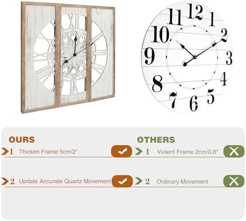 RiteSune Unique 30" Wall Clock for Living Room Decor - Image 3