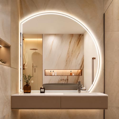 Niccy Half Moon LED Bathroom Mirrors, Irregular Backlit Vanity Mirror by Niccy