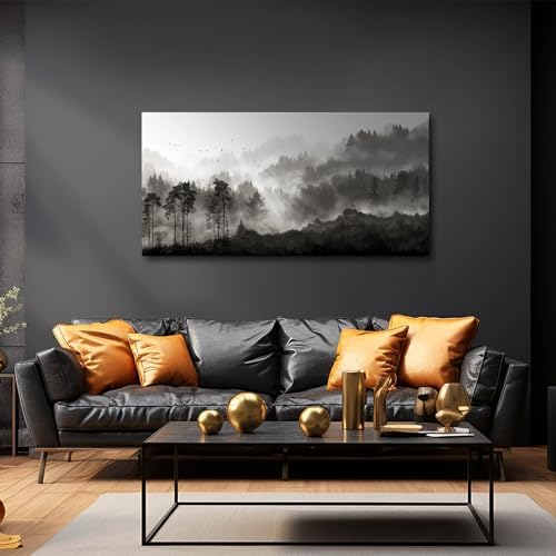 YJYart Landscape Wall Art Black Forest Tree Painting - Image 2