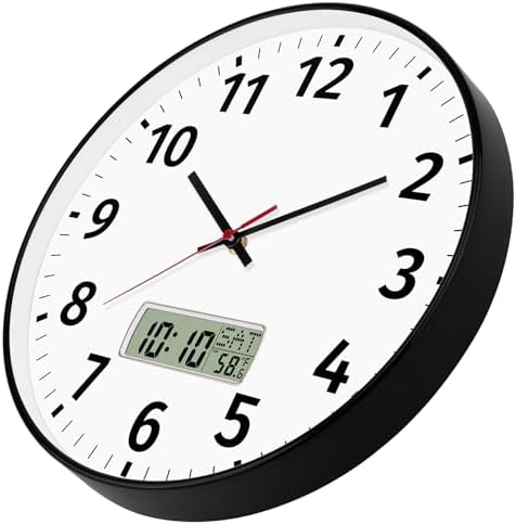 Foxtop 14 Inch Digital and Analog Wall Clock Battery Operated Clock - Image 6