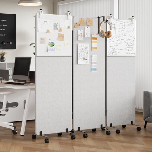 3 Panel Soundproof Room Divider W/Wheels, Office Divider - Image 2