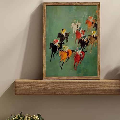 Framed Vintage Abstract Wall Art, Retro Horse Racing Scene Poster Prints - Image 7