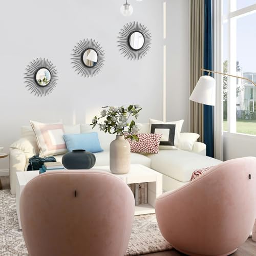 3 Set Sunburst Round Mirrors for Wall Decor Bedroom Bathroom - Image 3