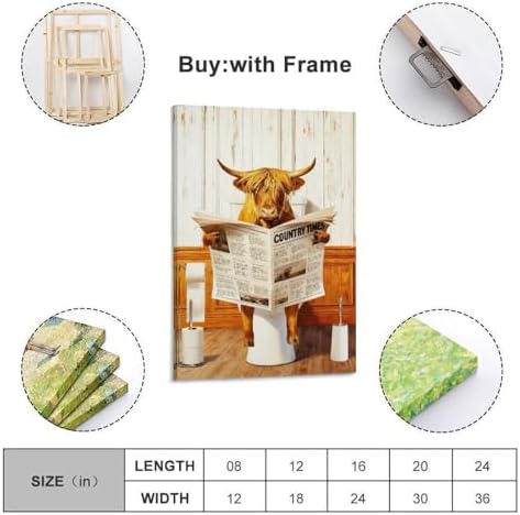 Funny Highlands Cow Reading Newspaper Poster Canvas Wall Art Picture Prints - Image 2