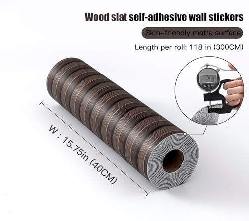 Walnut Peel and Stick Slat Wall Panels, Wood Grain Paneling - Image 3
