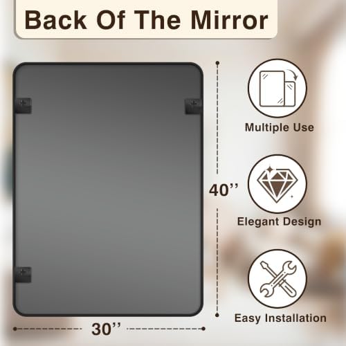Vanity Bathroom Mirror, 40”x30” Black Bathroom Mirror - Image 2