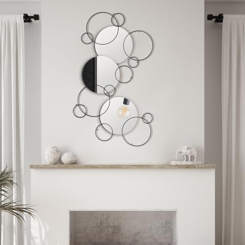 Hicarer 9 Pcs Split Decorative Wall Mirror Modern Black Wall Decor DIY Metal - Image 6