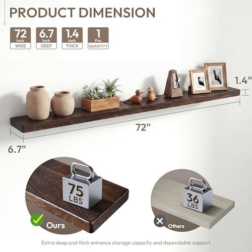 Marsmiles 72in Wall Mounted Floating Shelves - Image 2