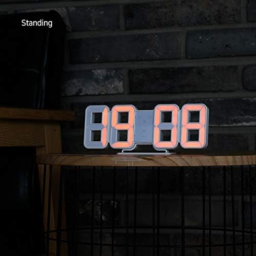 mooas 3D Pure mini Orange LED Clock, 8.5" Multi-Function, Wall/Table - Image 2