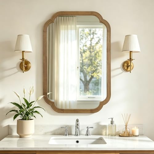 HOMECOOKIN Wood Bathroom Mirror by HOMECOOKIN