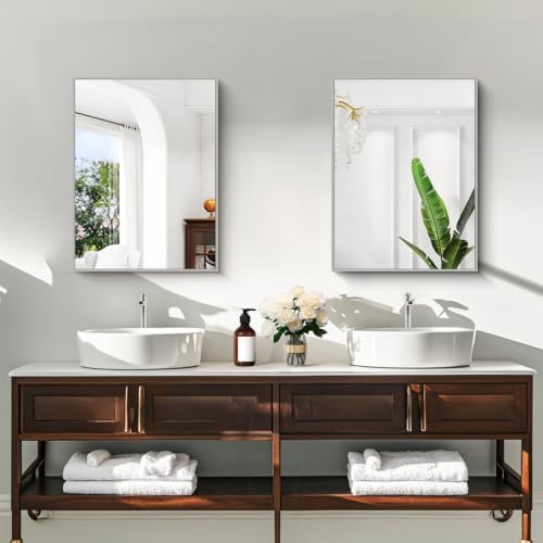 KOCUUY Silver Framed Mirror, HD Tempered Glass, Anti-Rust Frame, Modern Design - Image 3