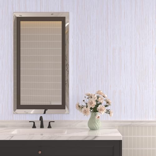 VaryPaper 15.7''x78.7'' White Gold Grasscloth Peel and Stick Wallpaper Textured - Image 5