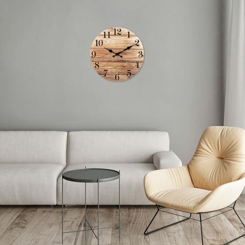 XNM Round 12 Inch Farmhouse Small Wall Clocks Battery Operated - Image 3
