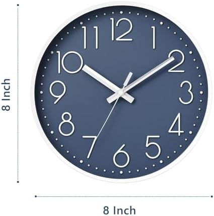 DAXSMY Wall Clock 8 Inch Azure Blue Decorative, Battery Operated Silent - Image 3